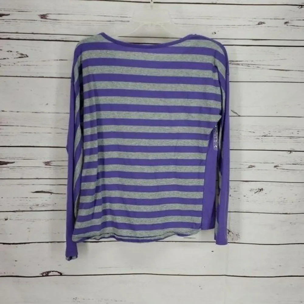 Justice Purple & Grey Stripe Star size‎ 16 Shirt